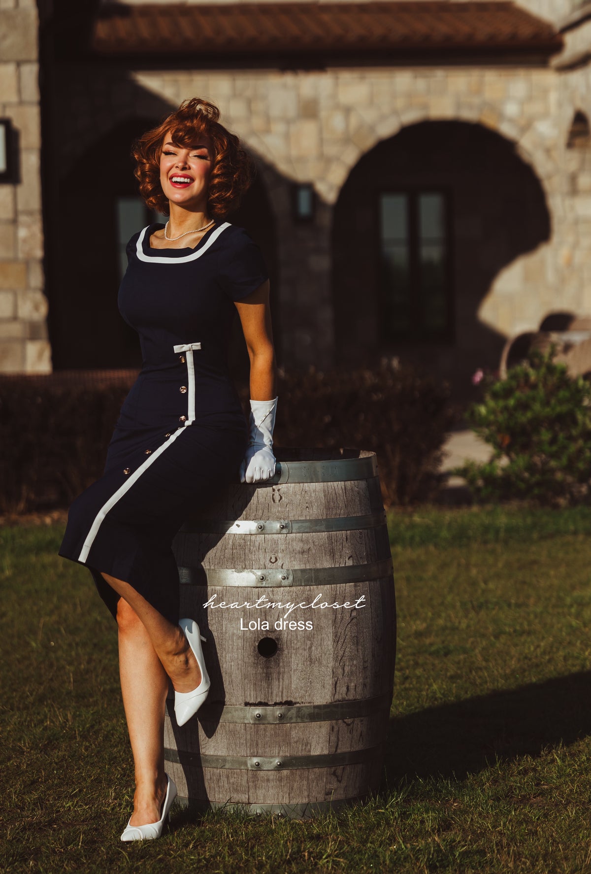 LOLA - Joan Holloway pencil dress contrast trim bow - heartmycloset