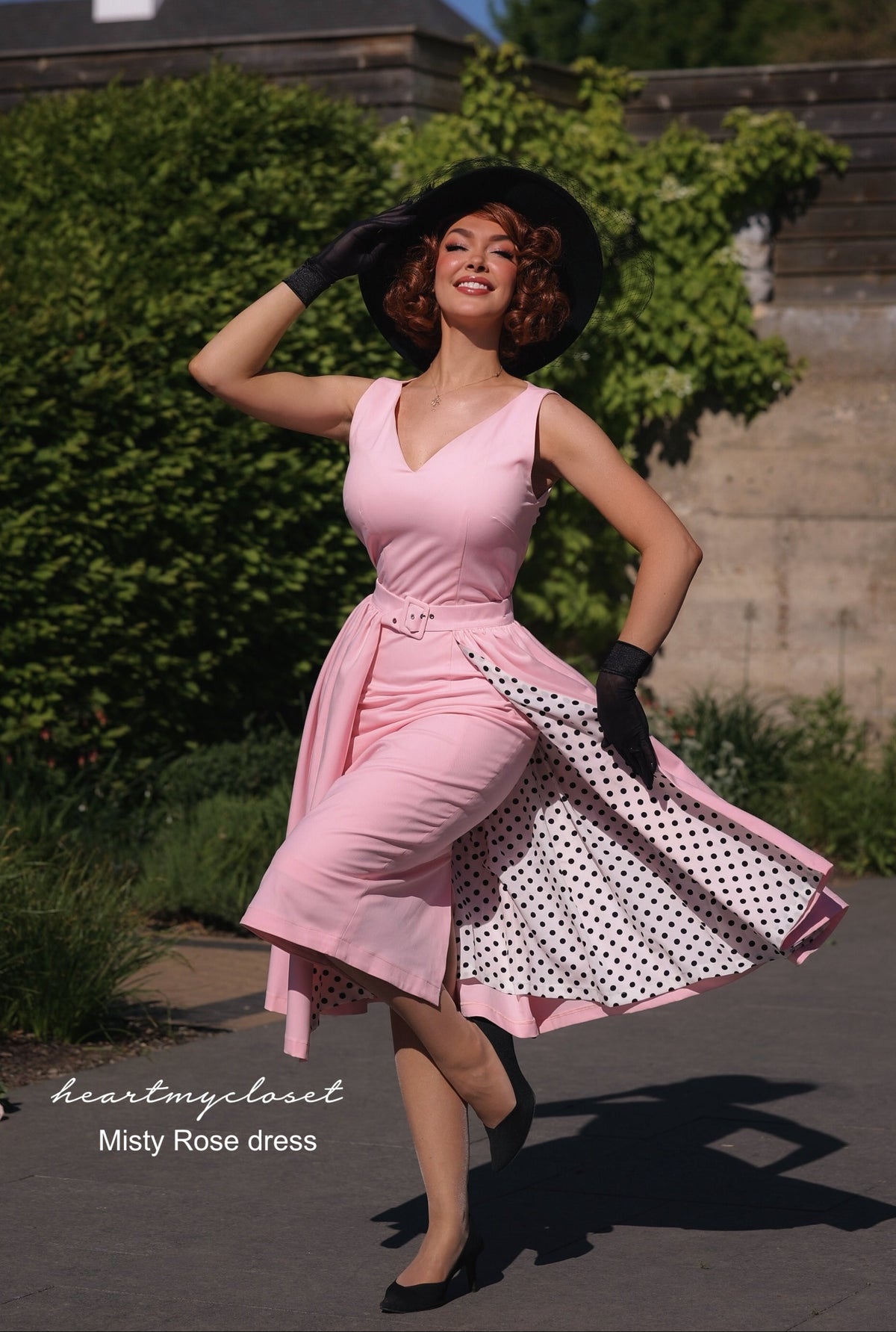 Misty ROSE pencil dress + removable skirt wrap polkadot - heartmycloset