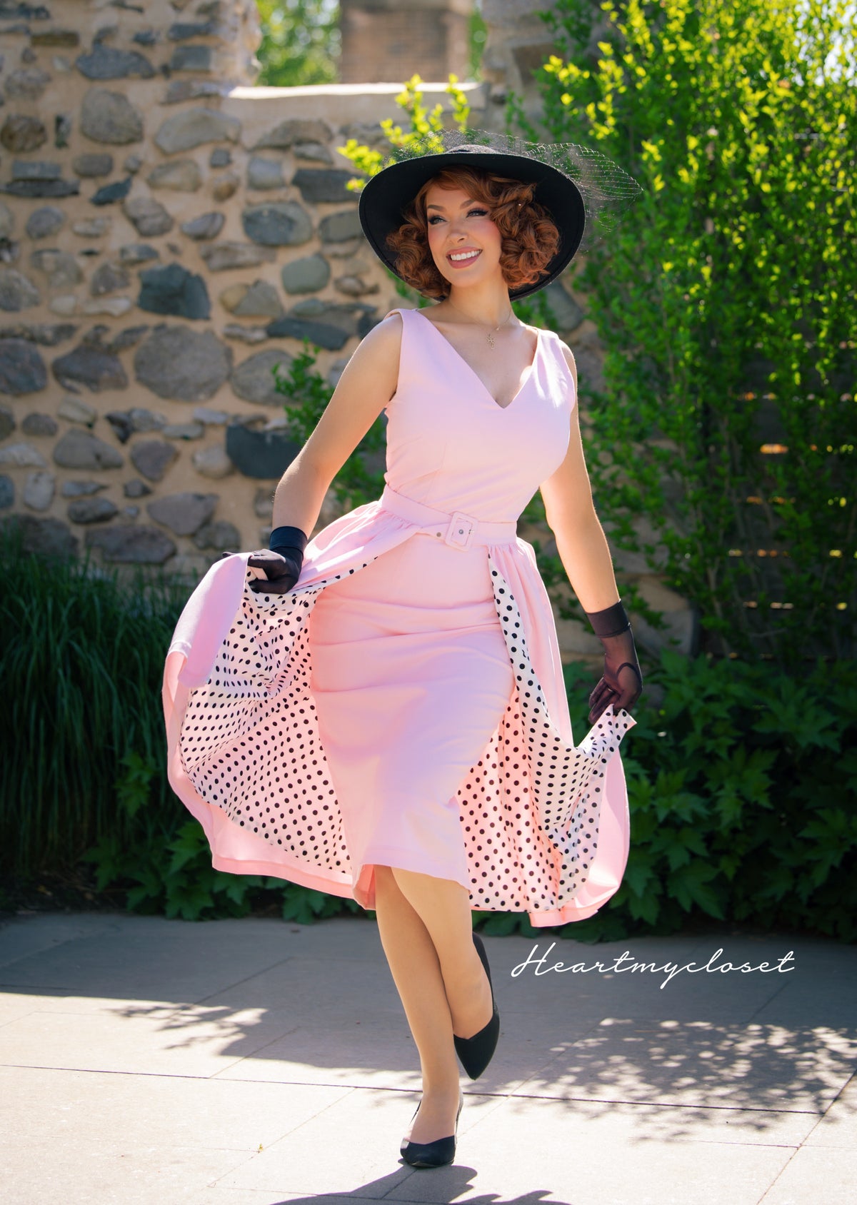 Misty ROSE pencil dress + removable skirt wrap polkadot - heartmycloset