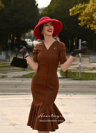 Mocha mermaid wiggle - retro 50s dress - heartmycloset