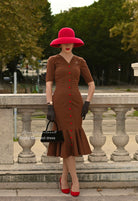 Mocha mermaid wiggle - retro 50s dress - heartmycloset