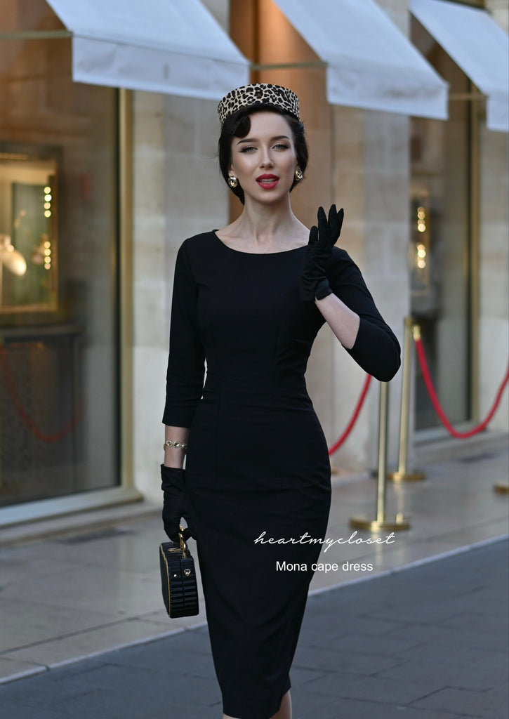 MONA leopard set, dress, cape and belt - retro vintage celebrity inspired
