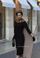 MONA leopard set, dress, cape - retro vintage celebrity inspired - heartmycloset