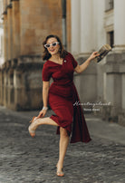 Nova - 1950s pleated drape vintage dress - heartmycloset