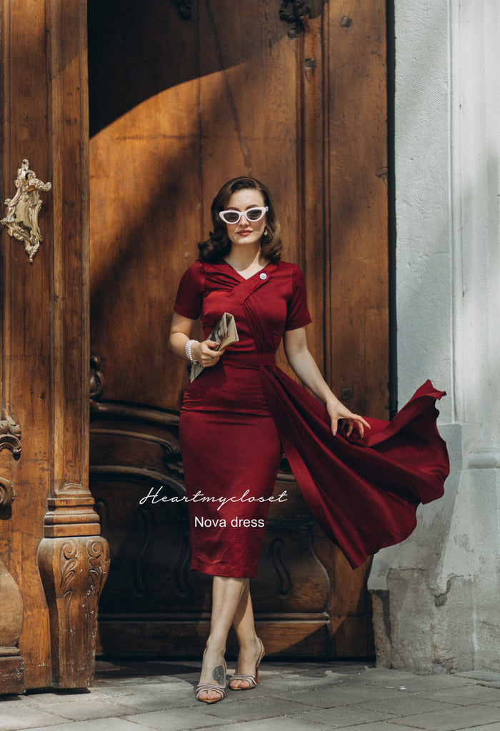 Nova - 1950s pleated drape vintage dress