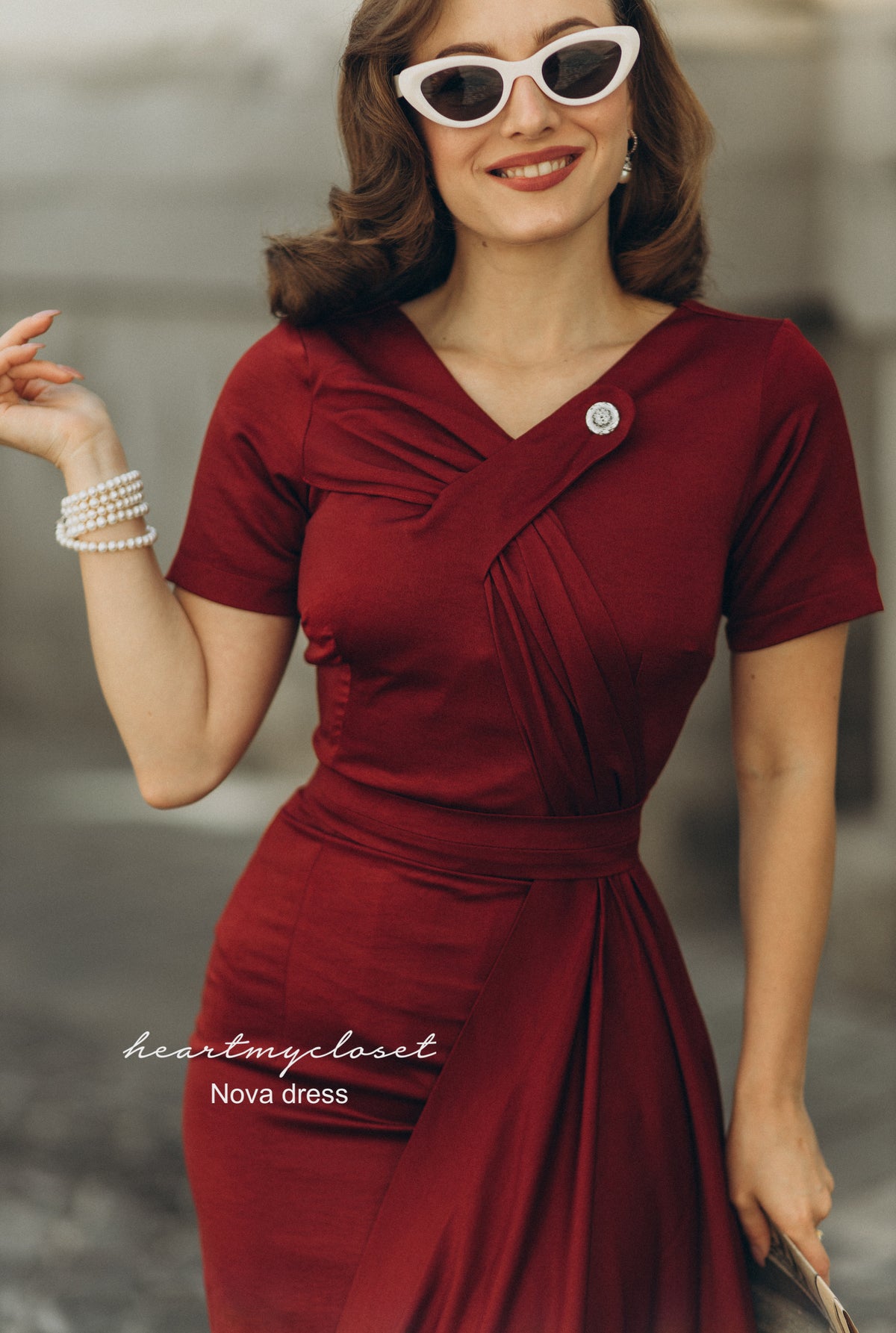Nova - 1950s pleated drape vintage dress - heartmycloset