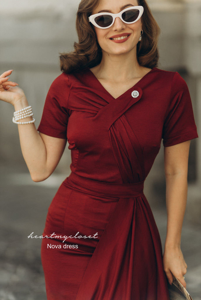 Nova - 1950s pleated drape vintage dress