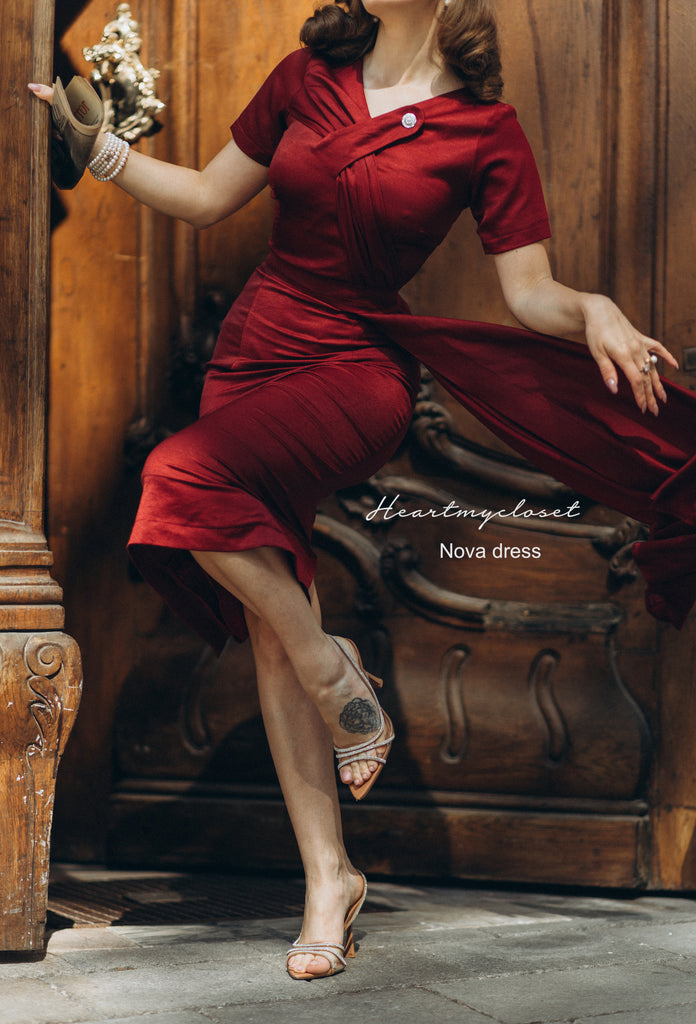 Nova - 1950s pleated drape vintage dress