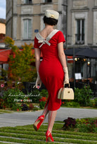 Paris - retro vintage pencil dress bow back - heartmycloset