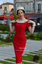 Paris - retro vintage pencil dress bow back - heartmycloset