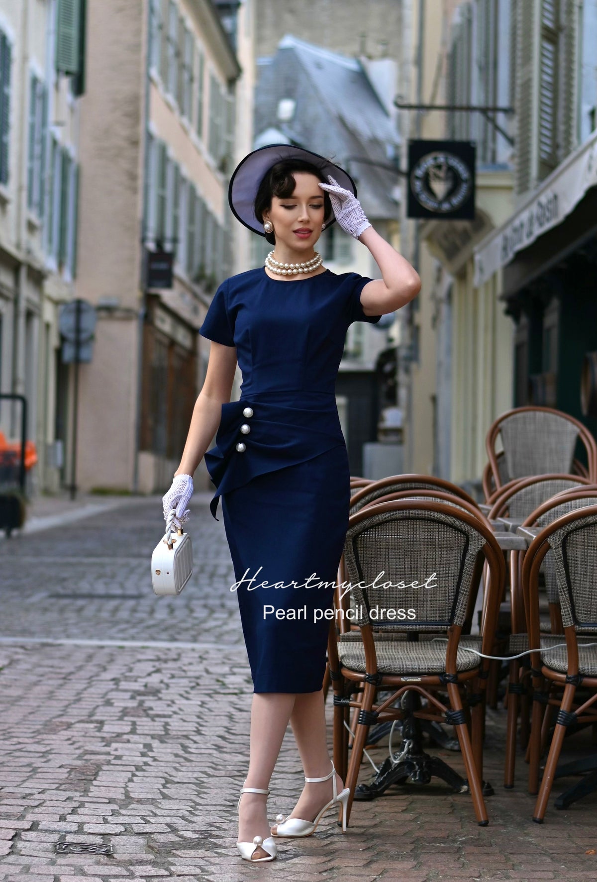 Pearl pencil dress- vintage inspired dress - heartmycloset