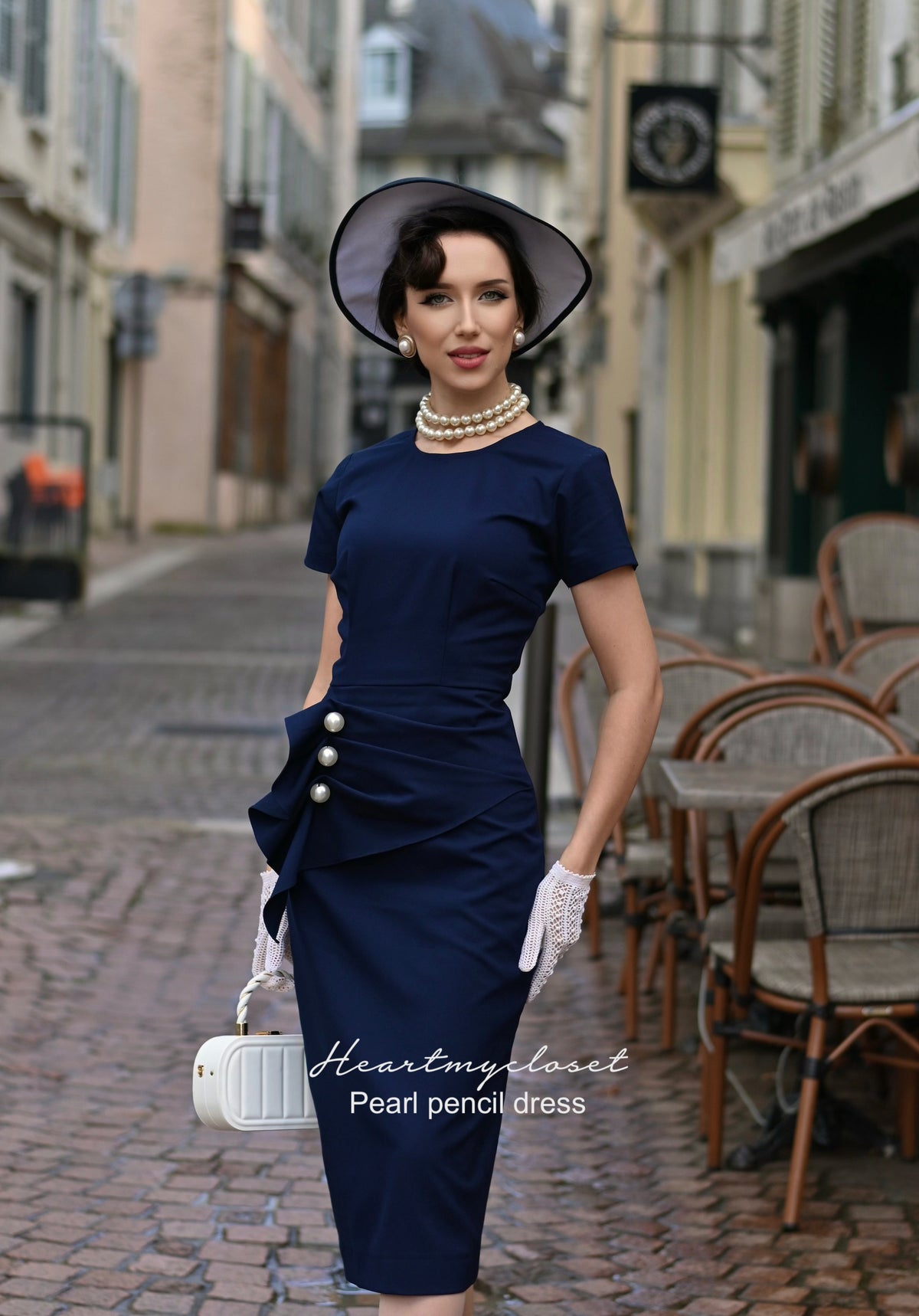 Pearl pencil dress- vintage inspired dress - heartmycloset