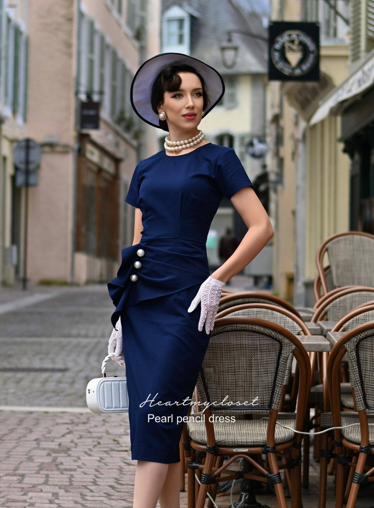 Pearl pencil dress- vintage inspired dress - heartmycloset