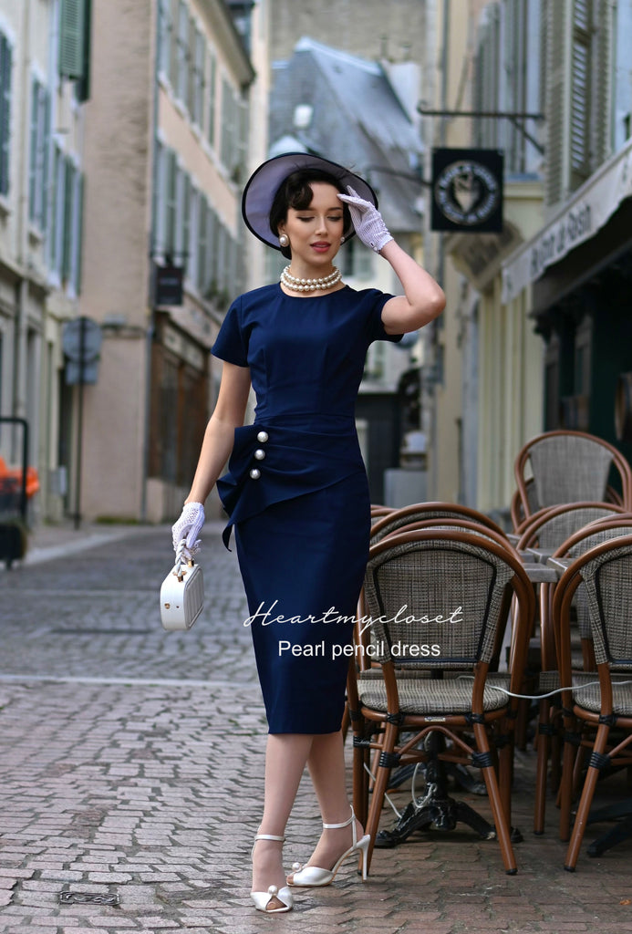 Pearl pencil dress- vintage inspired dress