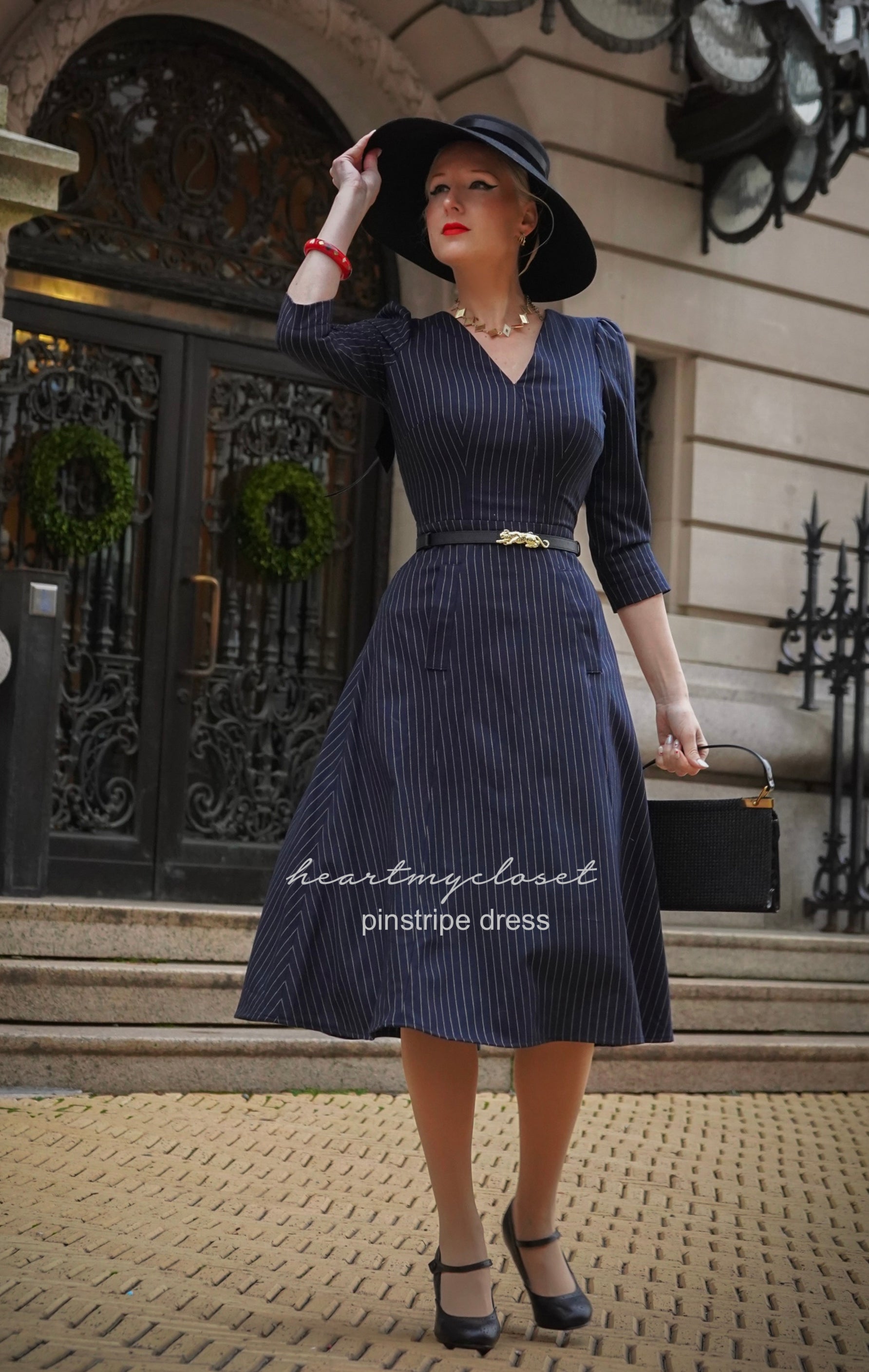 pinstripe dress Plus Size Yanira Bodycon Dress- Navy 3X / Navy at Curvy Sense Hand Wash Cold Zoey Pinstripe Maxi Dress -