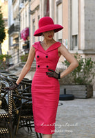 pencil polkadot- retro vintage dress pencil 1950s inspired - heartmycloset