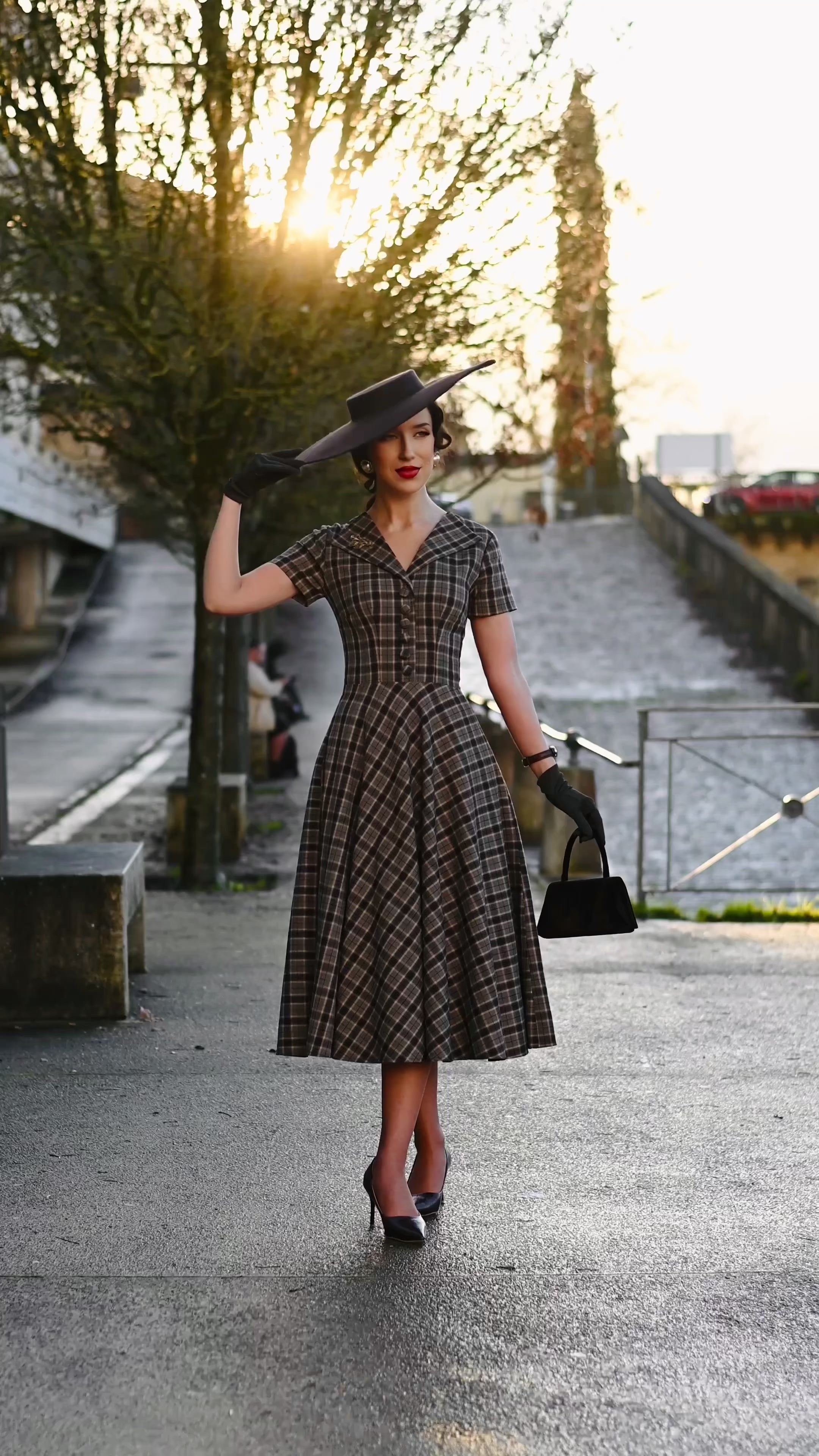 rose lace 1950s - retro vintage dress 50s Vintage Dress (Swing