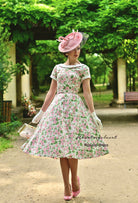 Rosalie - pink floral cotton swing dress 1950s inspired - heartmycloset