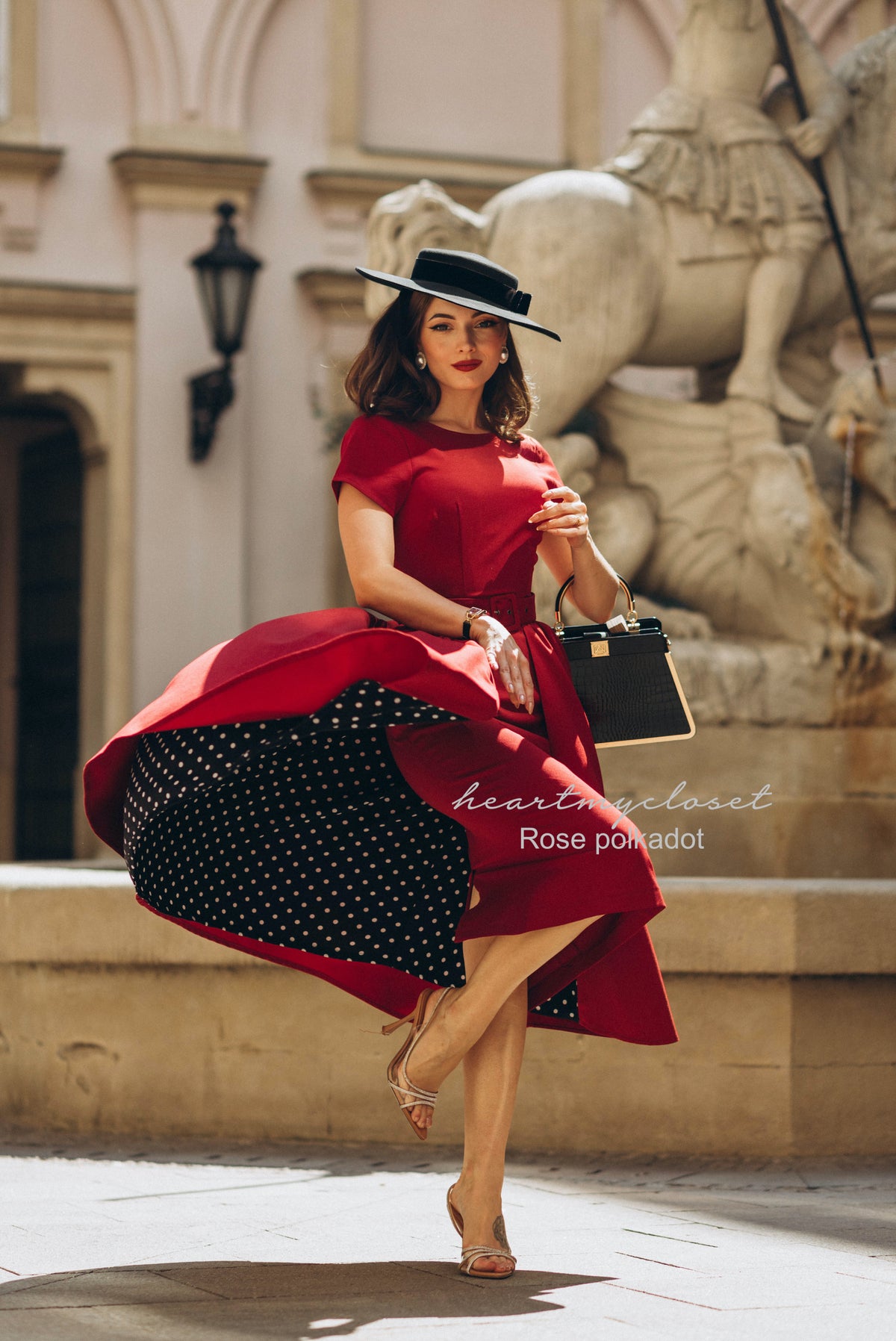 polkadot ROSE pencil dress + removable skirt wrap - heartmycloset
