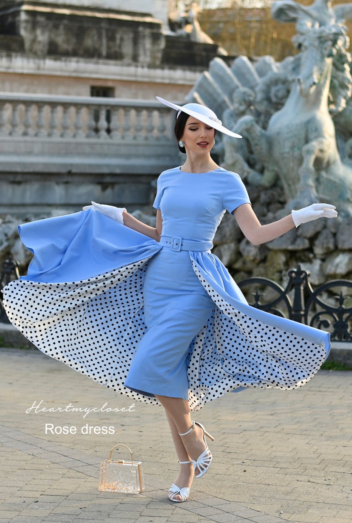 polkadot ROSE pencil dress + removable skirt wrap - heartmycloset