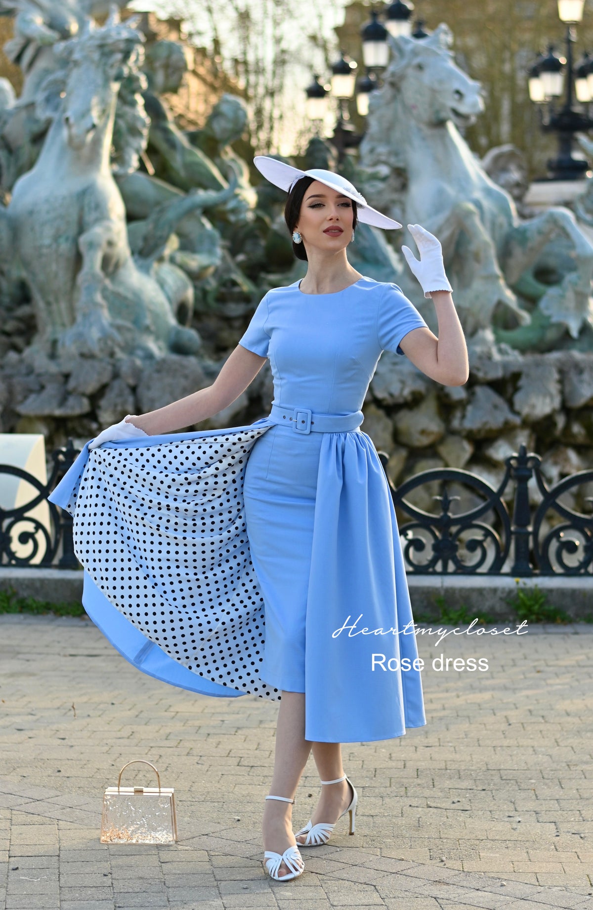 polkadot ROSE pencil dress + removable skirt wrap - heartmycloset
