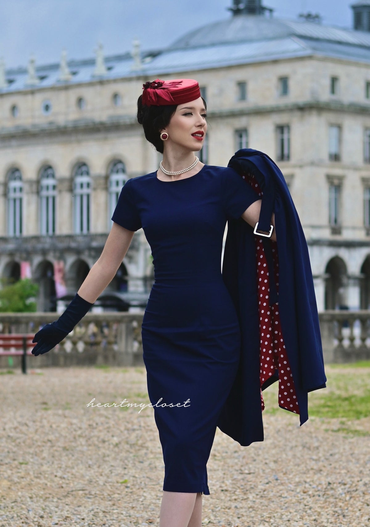polkadot ROSE pencil dress + removable skirt wrap - heartmycloset