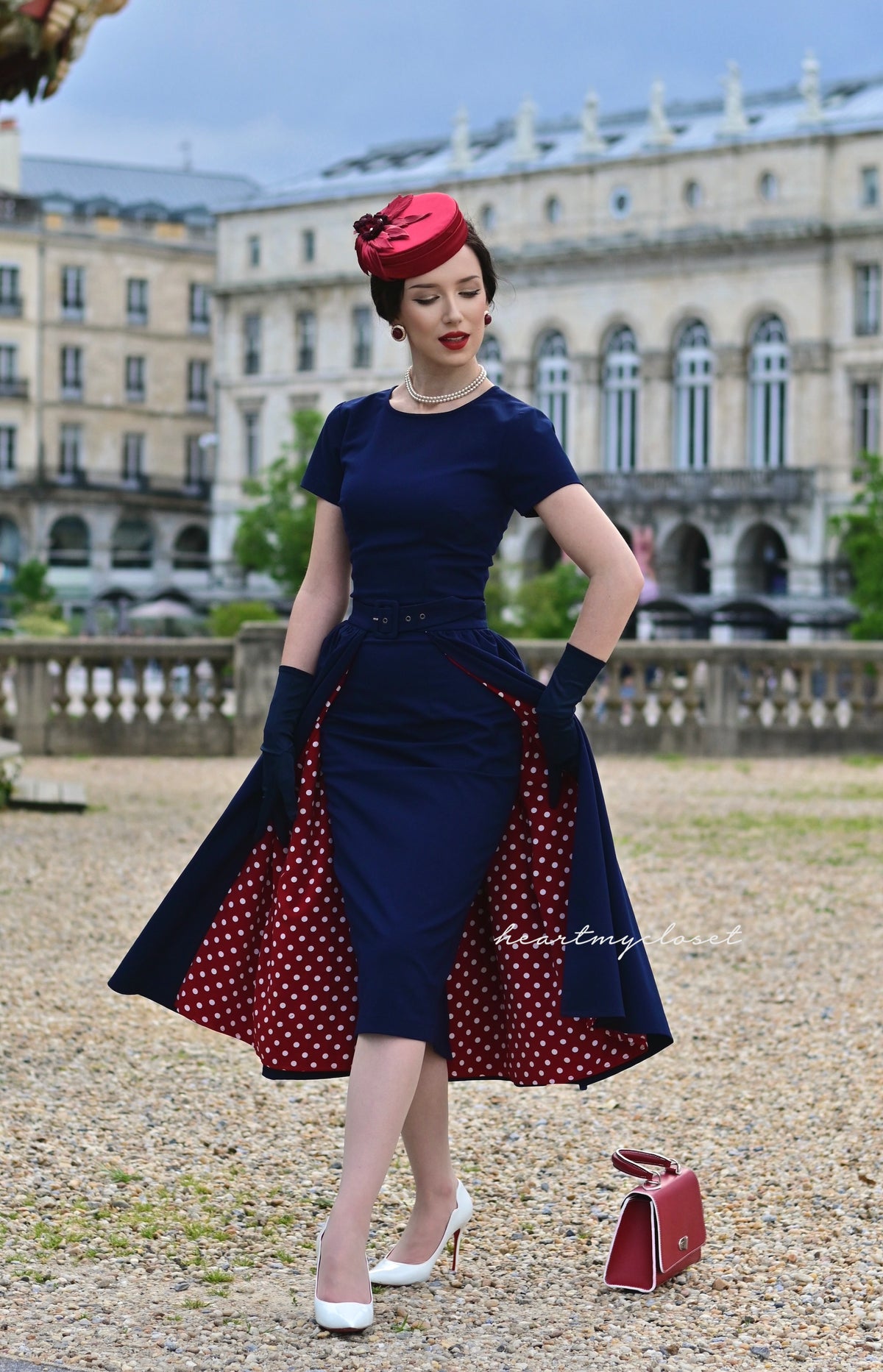 polkadot ROSE pencil dress + removable skirt wrap - heartmycloset
