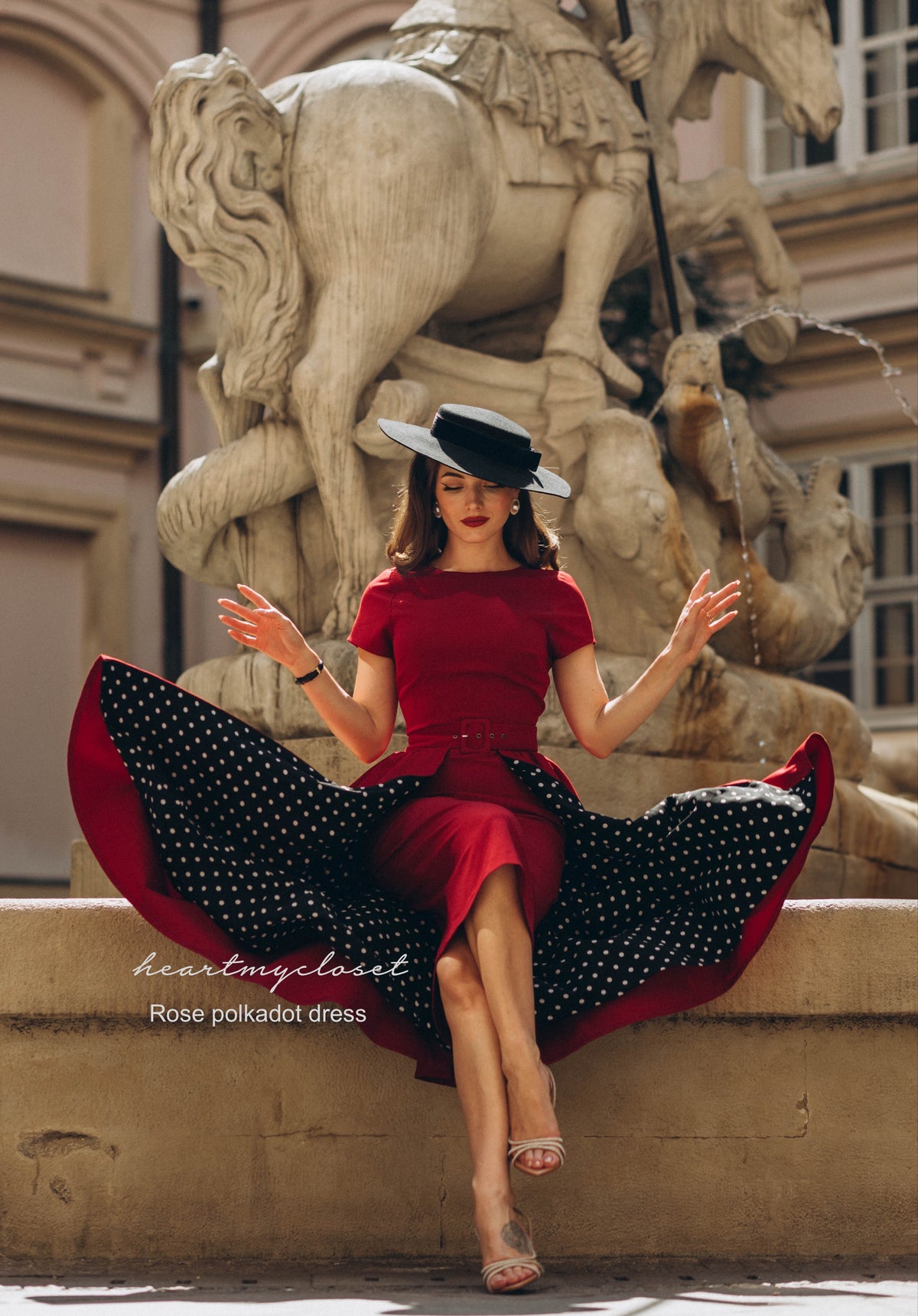 polkadot ROSE pencil dress + removable skirt wrap - heartmycloset