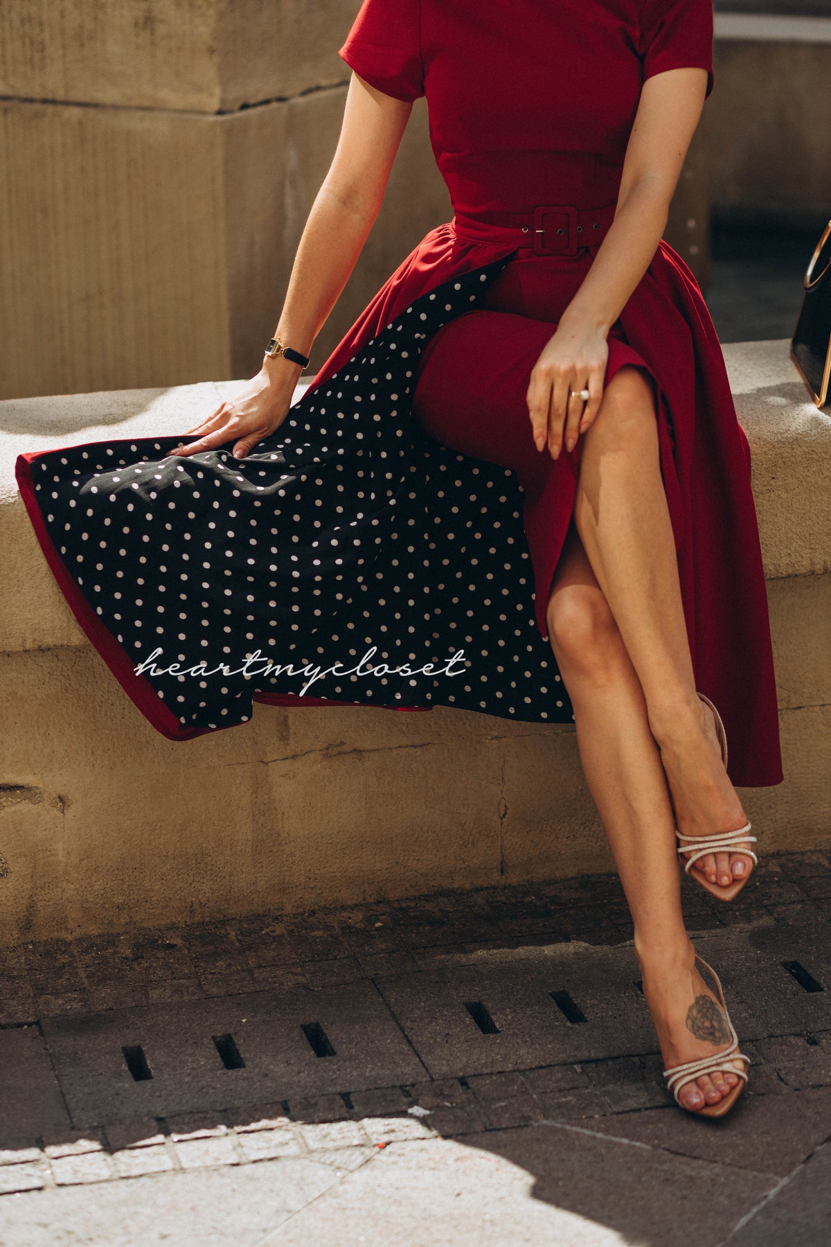 polkadot ROSE pencil dress + removable skirt wrap - heartmycloset