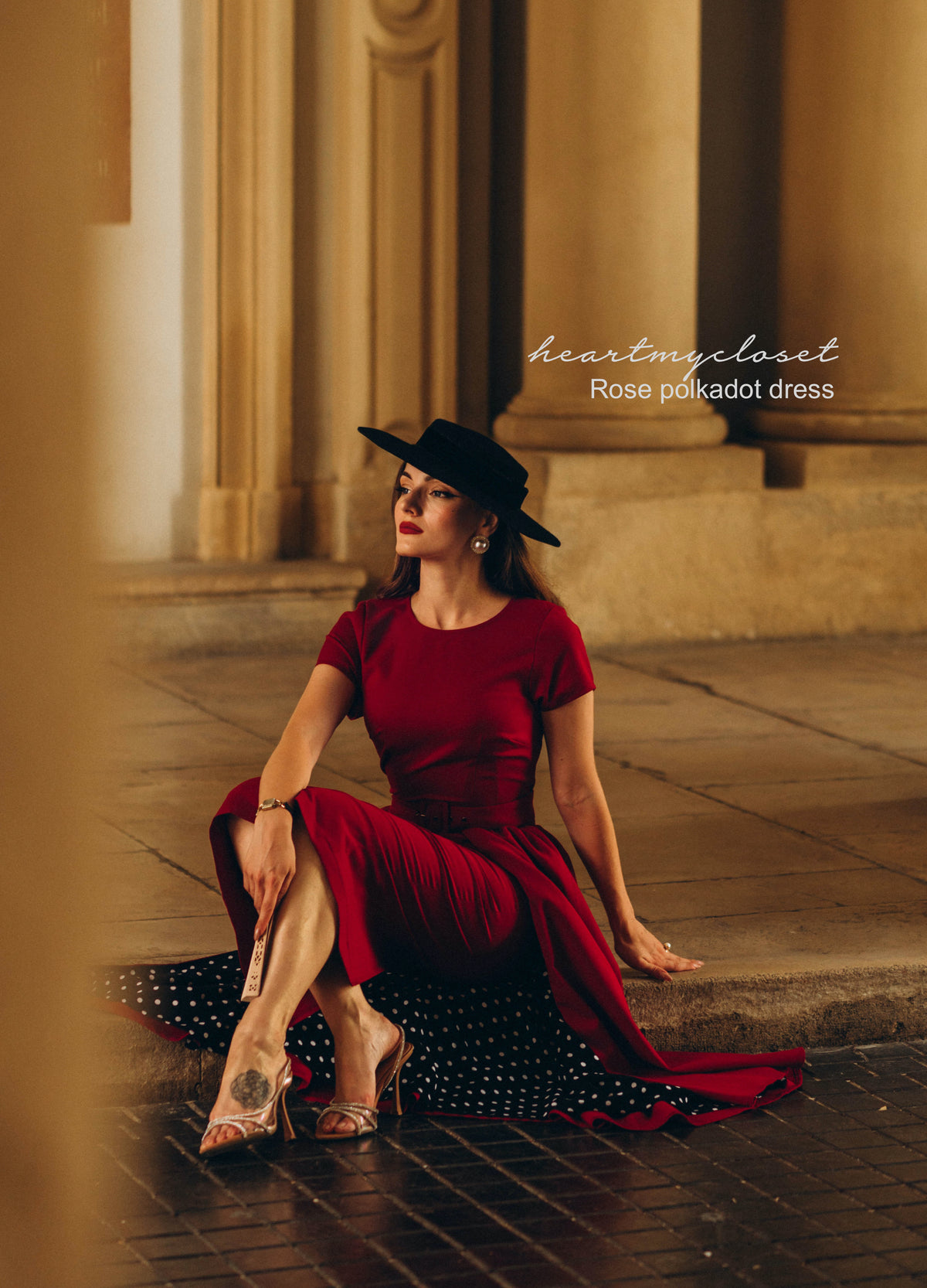 polkadot ROSE pencil dress + removable skirt wrap - heartmycloset