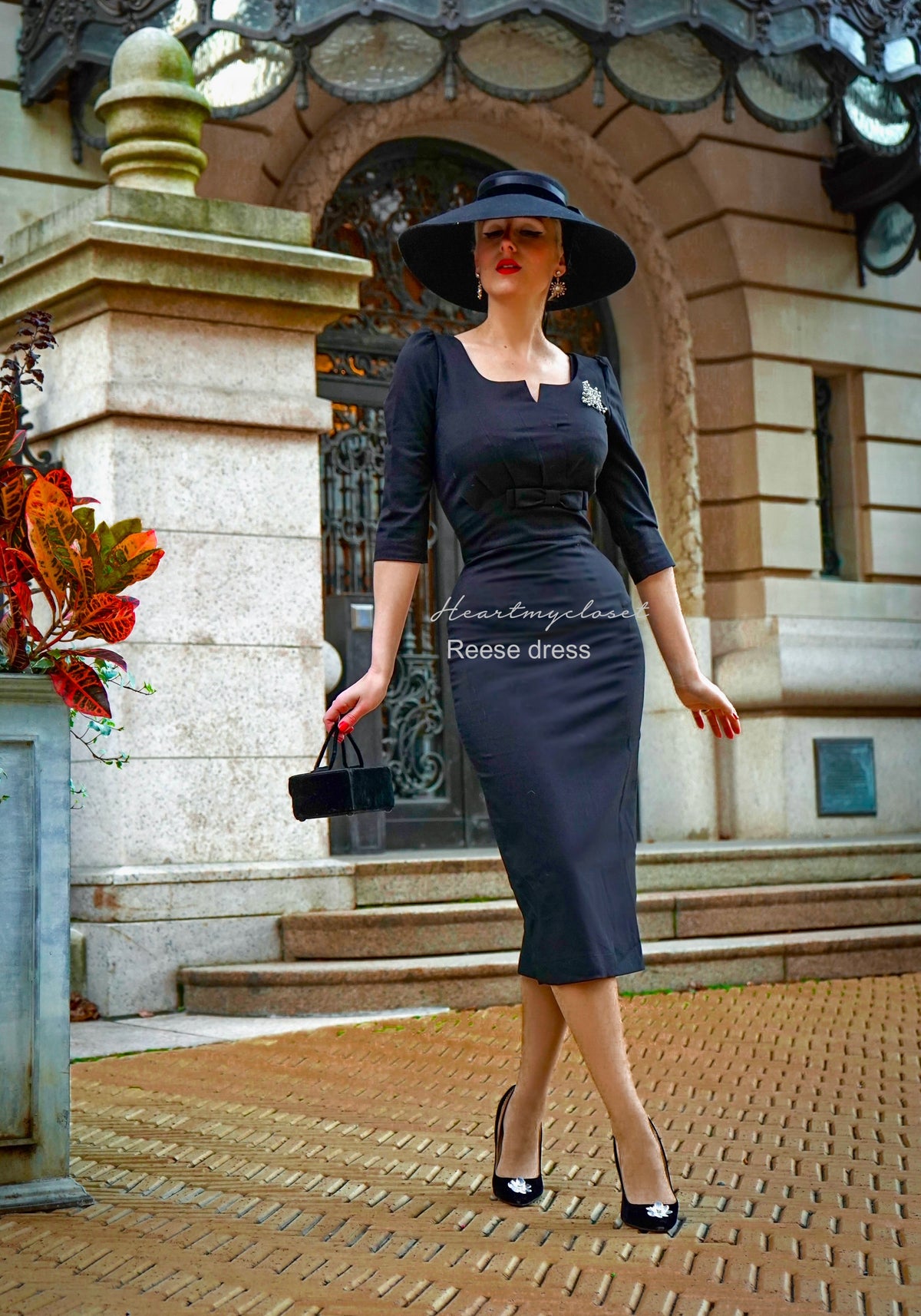 Reese pencil dress -1950s retro dress with bow and pleats - heartmycloset