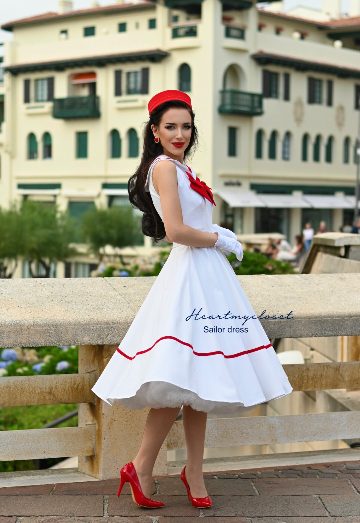 Sailor swing dress - 1950s inspired vintage - heartmycloset