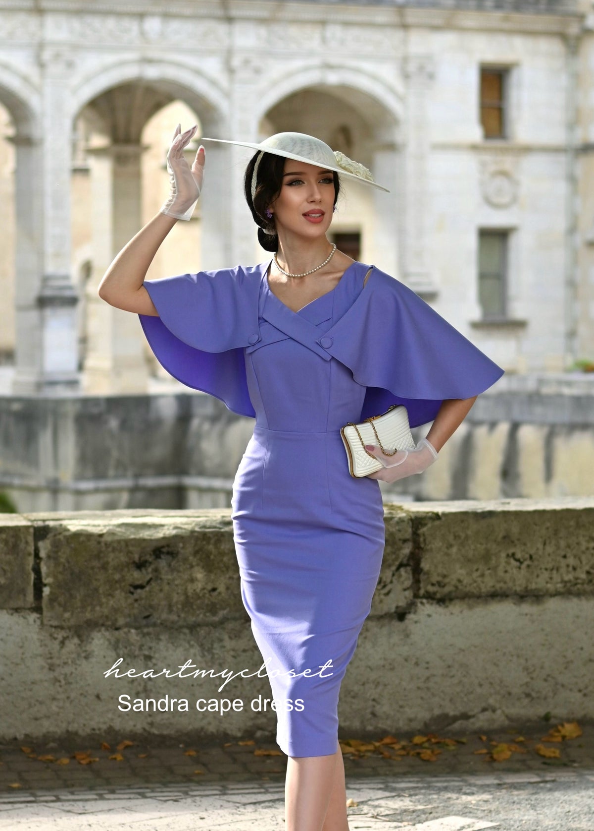 Sandra - 1950s pencil dress with matching cape - heartmycloset