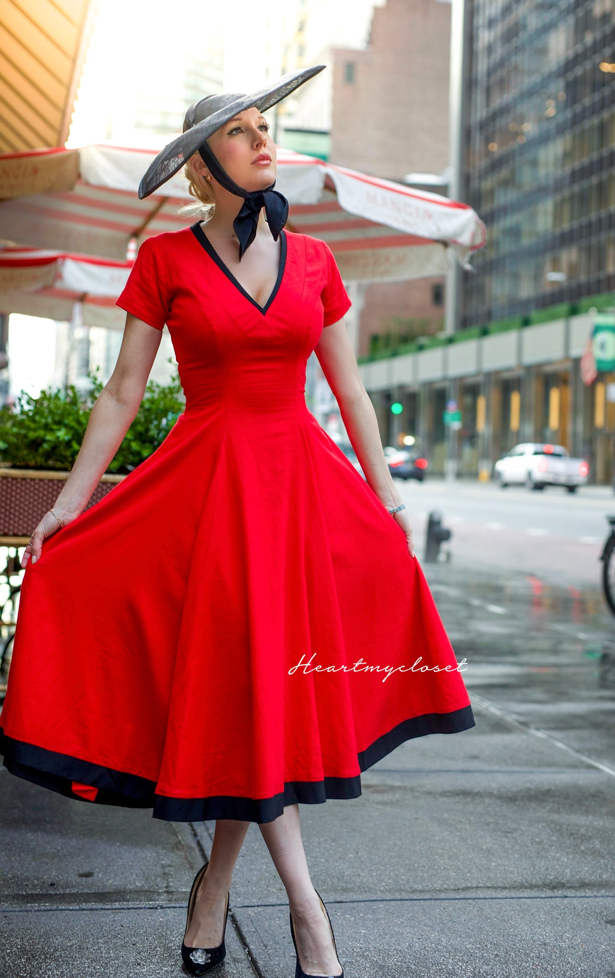 Scarlet linen dress - vintage tv inspired 1950s - heartmycloset