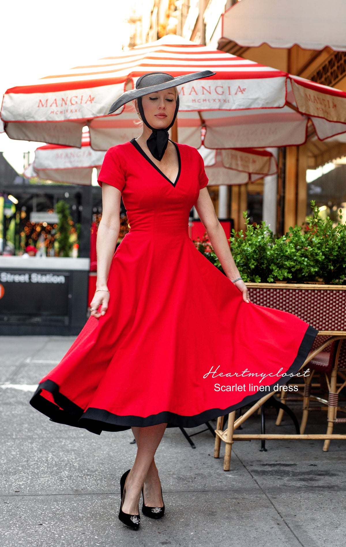 Scarlet linen dress - vintage tv inspired 1950s - heartmycloset