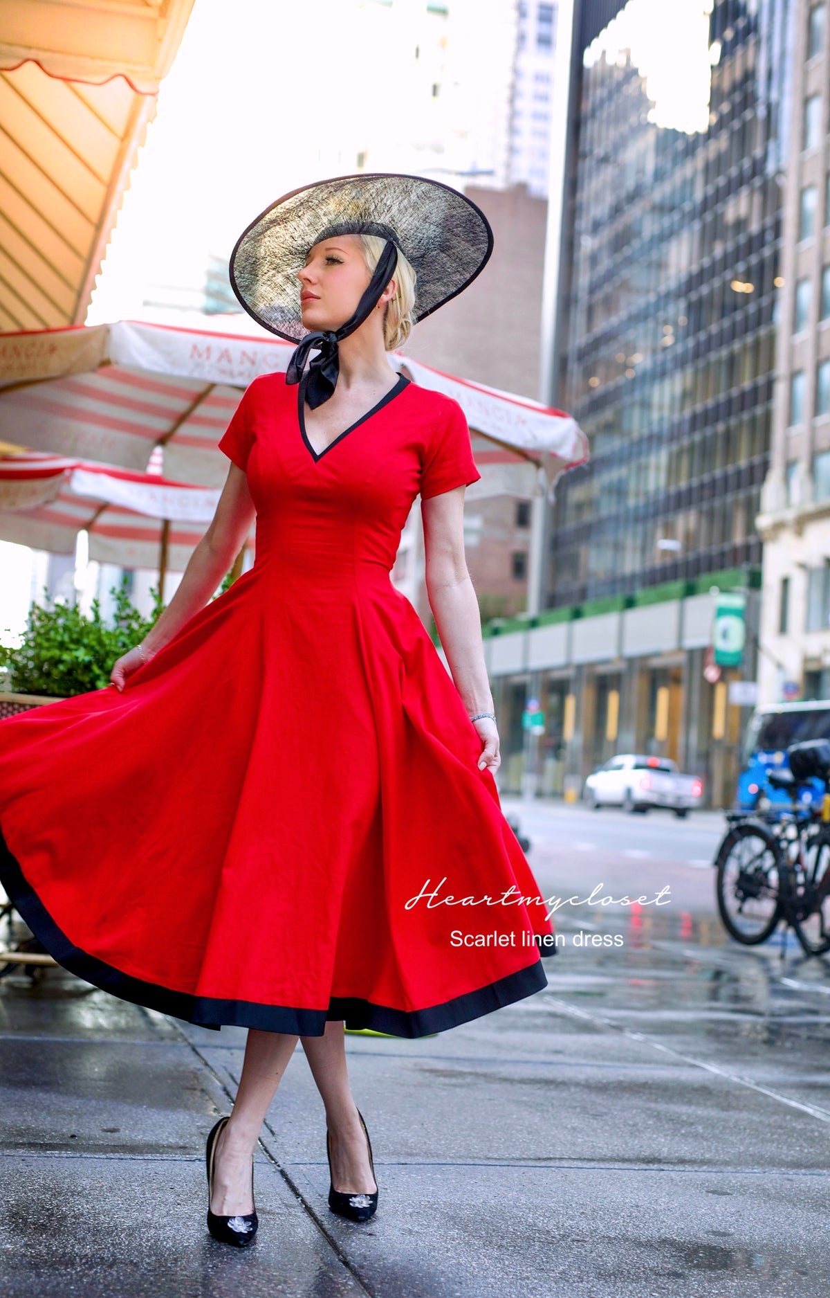 Scarlet linen dress - vintage tv inspired 1950s - heartmycloset