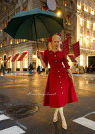 SOPHIE Aline dress - red dress with pearl buttons - heartmycloset