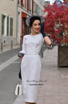 splendid - wiggle vintage dress with ruffle sleeves (and contrast trim) - heartmycloset