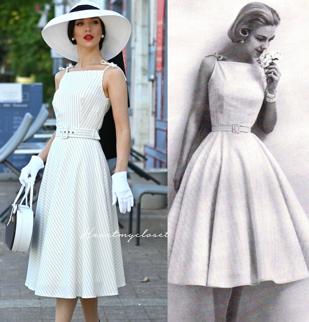 Tara pinstripe - vintage inspired swing dress 1950s