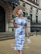 Toile De Jouy Deborah - pleated back pencil dress - heartmycloset