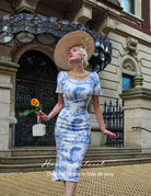 Toile De Jouy Deborah - pleated back pencil dress - heartmycloset