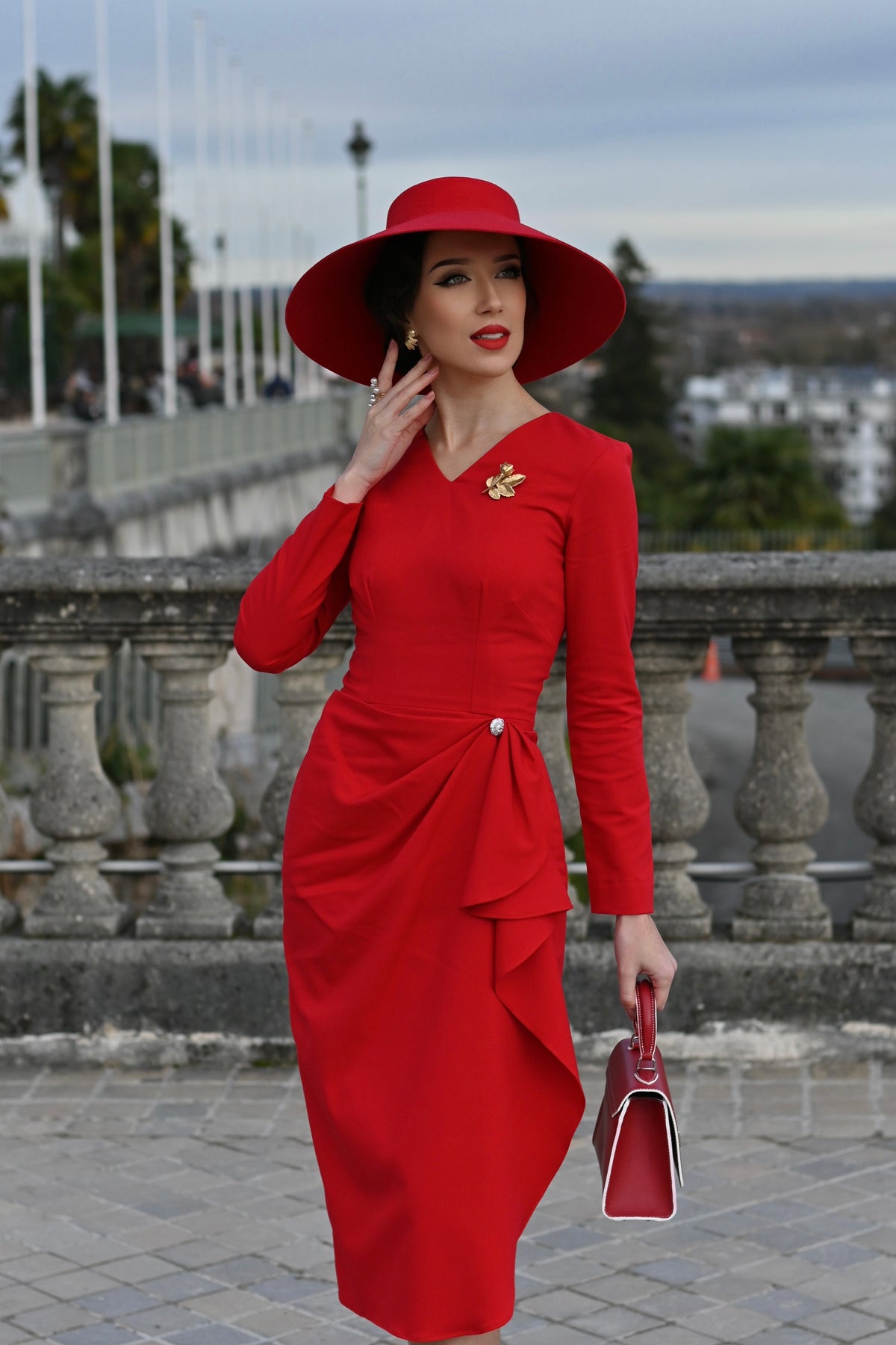 Valerie - red vintage draped 1950s inspiration - heartmycloset