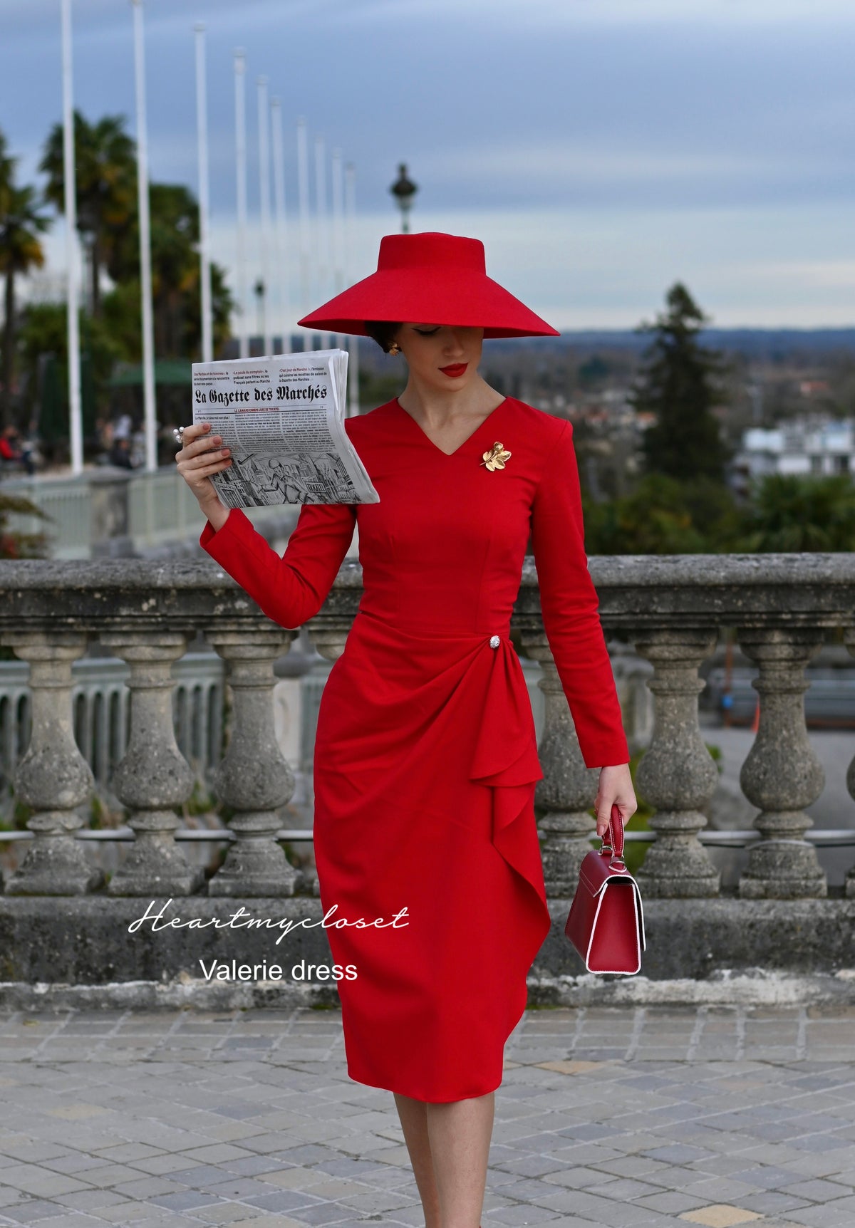 Valerie - red vintage draped 1950s inspiration - heartmycloset