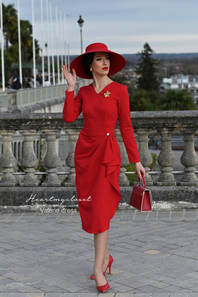 Valerie - red vintage draped 1950s inspiration