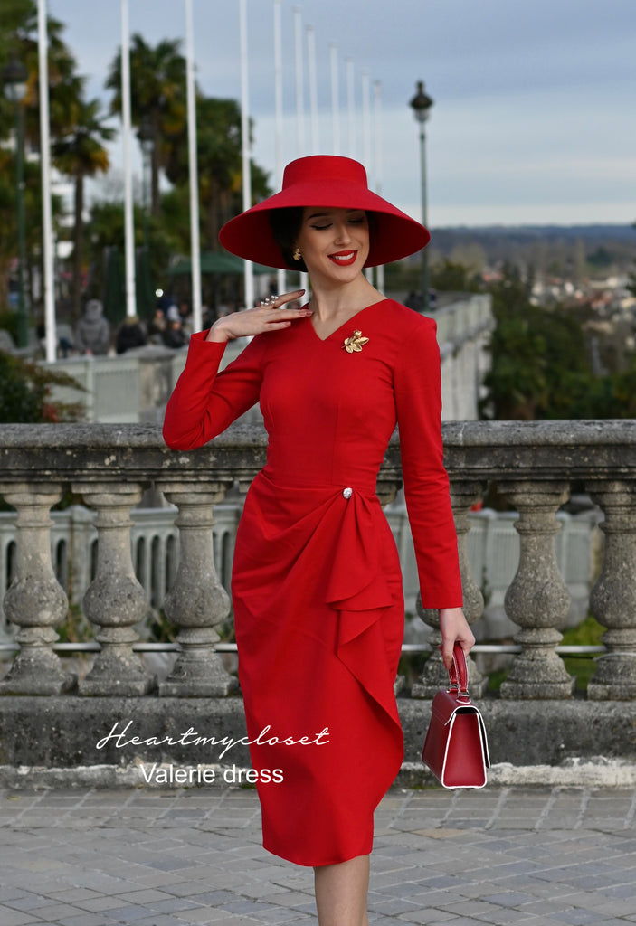 Valerie - red vintage draped 1950s inspiration