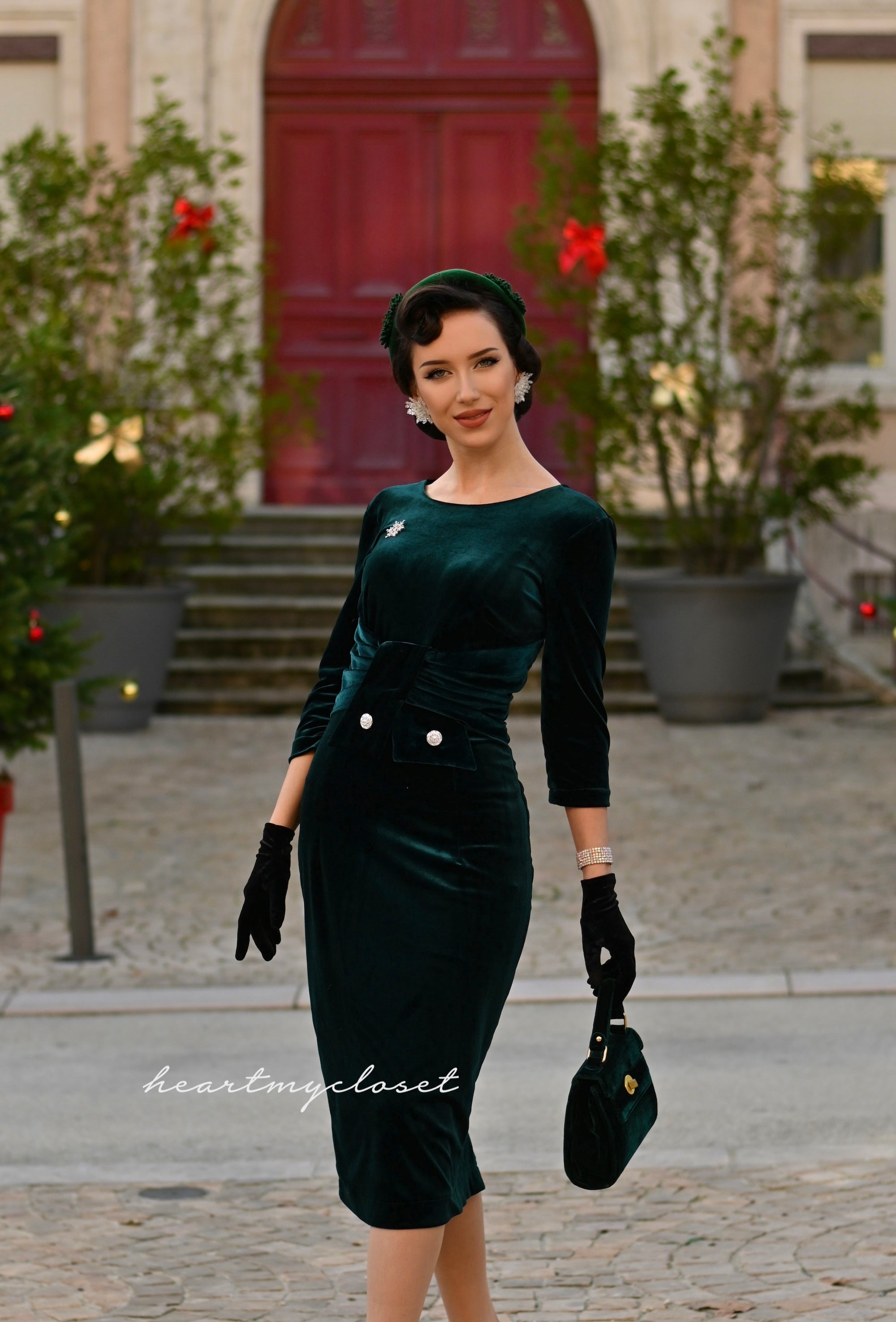 Pleated Front Dress 1940s Vintage Wiggle Dress | HeartMyCloset heartmycloset Pleated Front Dress 1940s Vintage Wiggle Dress | HeartMyCloset heartmycloset
