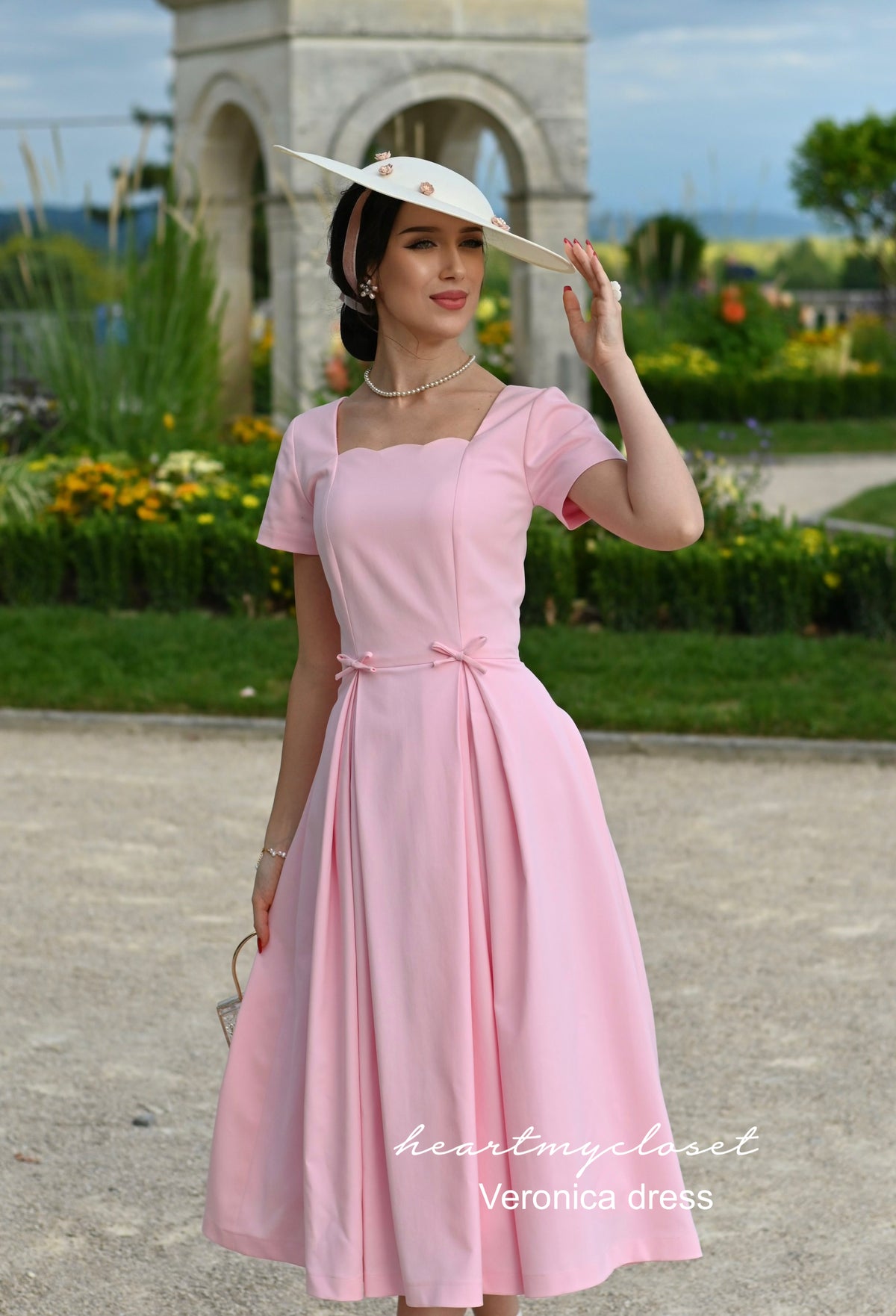 Veronica dress - scallop neckline vintage inspired dress - heartmycloset