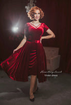 Vivien red velvet pencil dress + removable skirt wrap - heartmycloset