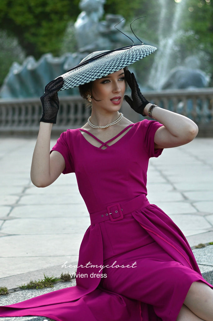 Vivien red pencil dress + removable skirt wrap