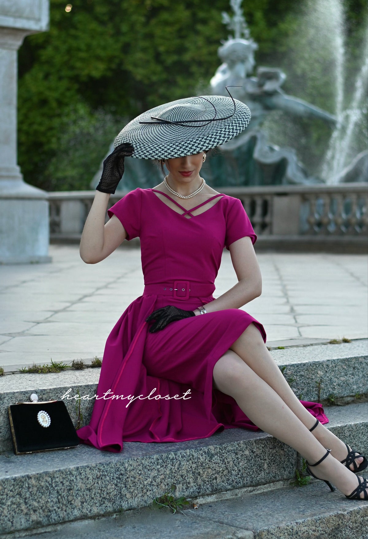 Vivien red pencil dress + removable skirt wrap - heartmycloset
